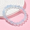 Natural Aquamarine Round Bead Stretch Bracelets for Men Women BJEW-U034-01C-05-3