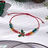 Christmas Glass Braided Bead Bracelets BJEW-JB10892-03-2