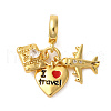 Rack Plating Brass Pave Clear Cubic Zirconia European Dangle Charms X-KK-P279-46G-1