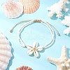 Adjustable Natural Cowrie Shell Beaded Braided Anklets AJEW-AN00686-02-1