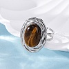Oval Natural Tiger Eye Finger Rings RJEW-M063-01P-13-3