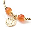 Brass Coin Charm Bracelet with Natural Red Aventurine BJEW-TA00116-04-4