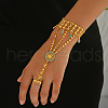 Vintage Brass Flat Round Link Finger Ring Bracelets for Women FH0494-4