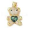 Rack Plating Brass Micro Pave Clear Cubic Zirconia Pendants KK-P268-05A-G04-1