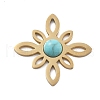 304 Stainless Steel Pave Synthetic Turquoise Pendants STAS-I327-14G-03-1