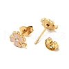 Enamel Clover with Crystal Rhinestone Stud Earrings with 316 Surgical Stainless Steel Pins EJEW-A081-12G-01-2
