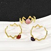 316 Stainless Steel with Natural Mixed Gemstone Cuff Rings RJEW-Z098-01G-03-2