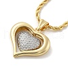 Heart Brass Micro Pave Clear Cubic Zirconia Pendant Necklaces for Women NJEW-S385-04B-G-2
