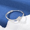 Clover Sterling Silver Adjustable Finger Rings for Women RJEW-B128-06-2