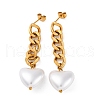 304 Stainless Steel Heart Stud Earrings EJEW-Z082-01G-4