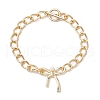 Bowknot Aluminium Twisted Curb Chains Bracelets for Women BJEW-JB11601-01-2