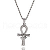 Eye of Horus Ankh Cross Brass Clear Cubic Zirconia Pendant Necklaces FS-WG16769-02-3