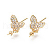 Brass Micro Pave Cubic Zirconia Stud Earring Findings KK-N233-002-NF-1