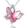 Butterfly Brass Pave Glass Birth Stone Pendant Necklaces FS-WG3BB0A-05-2