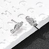 Sea Horse Brass Micro Pave Cubic Zirconia Ear Studs EJEW-D304-38P-1