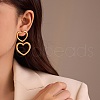304 Stainless Steel Hollow Heart Dangle Stud Earrings EJEW-Z096-03G-1