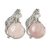 Natural Rose Quartz Half Round Pendants G-F766-06AS-02-1