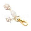 2Pcs Starfish & Sea Turtle Synthetic Turquoise & Natural White Mother of Pearl Shell Chip Pendant Decorations HJEW-JM03169-6