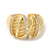 Rack Plating Real 18K Gold Plated Brass Criss Cross Open Cuff Rings RJEW-B048-05G-2