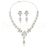 Flower Brass Rhinestone Pendant Necklaces & Stud Dangle Earrings FS-WG58BAB-03-3
