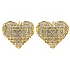 Rack Plating Heart Brass Pave Clear Cubic Zirconia Stud Earrings EJEW-I310-02G-2