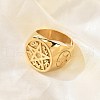 Round with Star 304 Stainless Steel Signet Rings for Unisex RJEW-Z076-07G-01-3