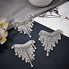 CHGCRAFT 4Pcs Crystal Rhinestone Tassel Heart Shoulder Badge JEWB-CA0001-23-4