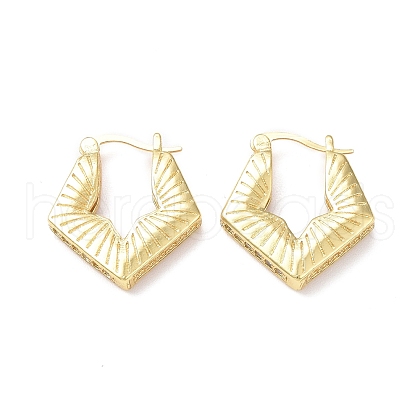 Rack Plating Brass Rhombus Hoop Earrings for Women EJEW-F306-05G-1