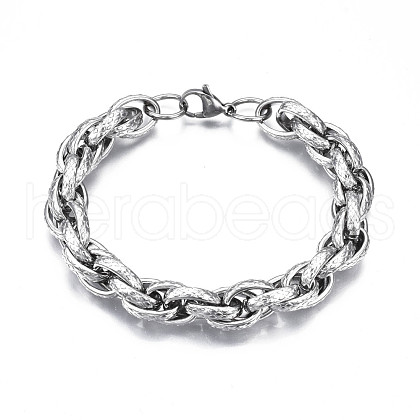 201 Stainless Steel Rope Chain Bracelet for Men Women BJEW-S057-69-1