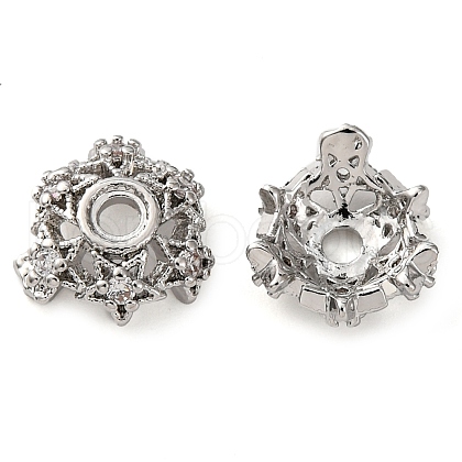 Brass Micro Pave Clear Cubic Zirconia Bead Caps KK-K378-46A-P-1