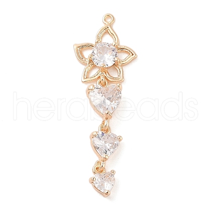 Brass Inlay Clear Glass Pendants KK-S388-07G-1