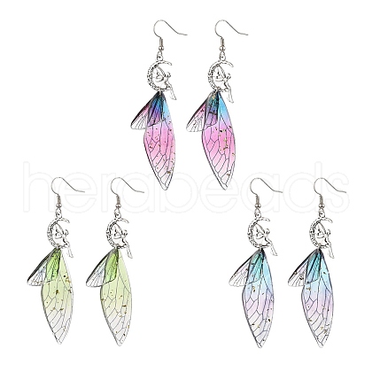 316 Surgical Stainless Steel Wing Dangle Earrings EJEW-TA00586-1