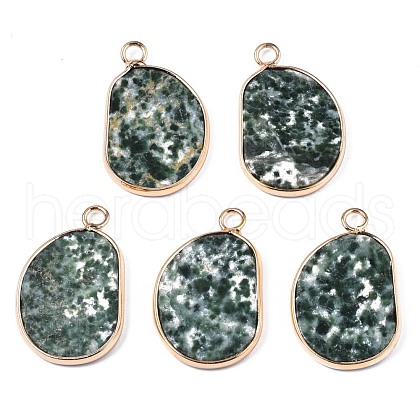 Natural Green Spot Jasper Pendants G-S359-317A-1