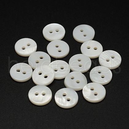 2-Hole Shell Flat Round Buttons BUTT-P012-08-1