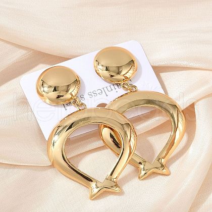 Oval 304 Stainless Steel Dangle Stud Earrings EJEW-L287-074G-1