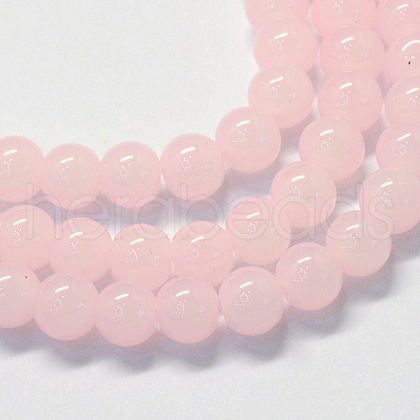 Baking Painted Imitation Jade Glass Round Bead Strands DGLA-Q021-4mm-02-1