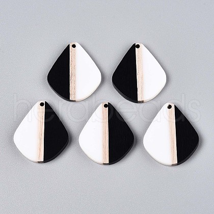 Opaque Resin & Wood Pendants RESI-T057-74B-1
