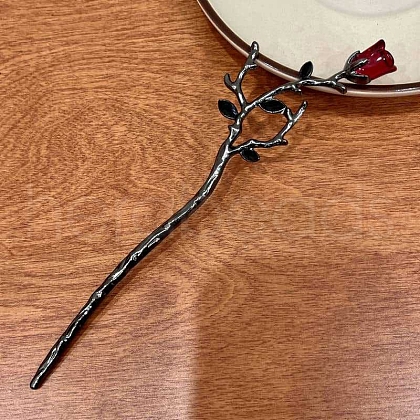 Flower Alloy Enamel Hair Pin Chopsticks PW-WGC914D-03-1