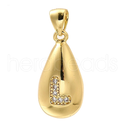 Rack Plating Brass Micro Pave Cubic Zirconia Pendants KK-L226-102G-L-1
