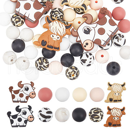 CHGCRAFT 72pcs 12 style Food Grade Silicone Focal Beads SIL-CA0003-20-1