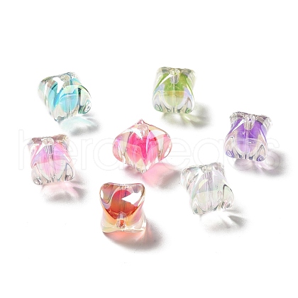 Two Tone UV Plating Rainbow Iridescent Acrylic Beads TACR-D010-04-1