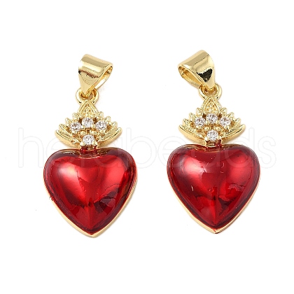 Brass Micro Pave Clear Cubic Zirconia Pendants KK-R229-05G-1