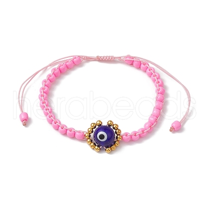 Handmade Lampwork Evil Eye & Glass Seed Beads Braided Bead Bracelets BJEW-MZ00090-05-1