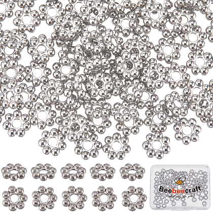 Beebeecraft 100Pcs 304 Stainless Steel Spacer Beads STAS-BBC0004-34B-1