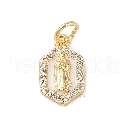Brass Micro Pave Clear Cubic Zirconia Pendants KK-E111-31H-G-1