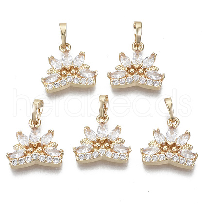 Brass Micro Cubic Zirconia Charms X-KK-N235-031A-1