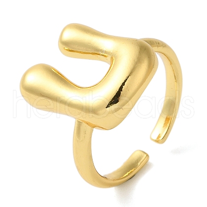 Initials Brass Open Cuff Ring for Women RJEW-N046-02U-G-1
