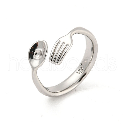 Spoon & Fork Brass Open Cuff Rings RJEW-G309-49P-1