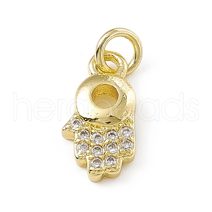 Brass Micro Pave Clear Cubic Zirconia Palm Charms ZIRC-F132-56G-1