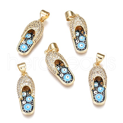 Brass Micro Pave Clear Cubic Zirconia Pendants ZIRC-B002-37G-A-1